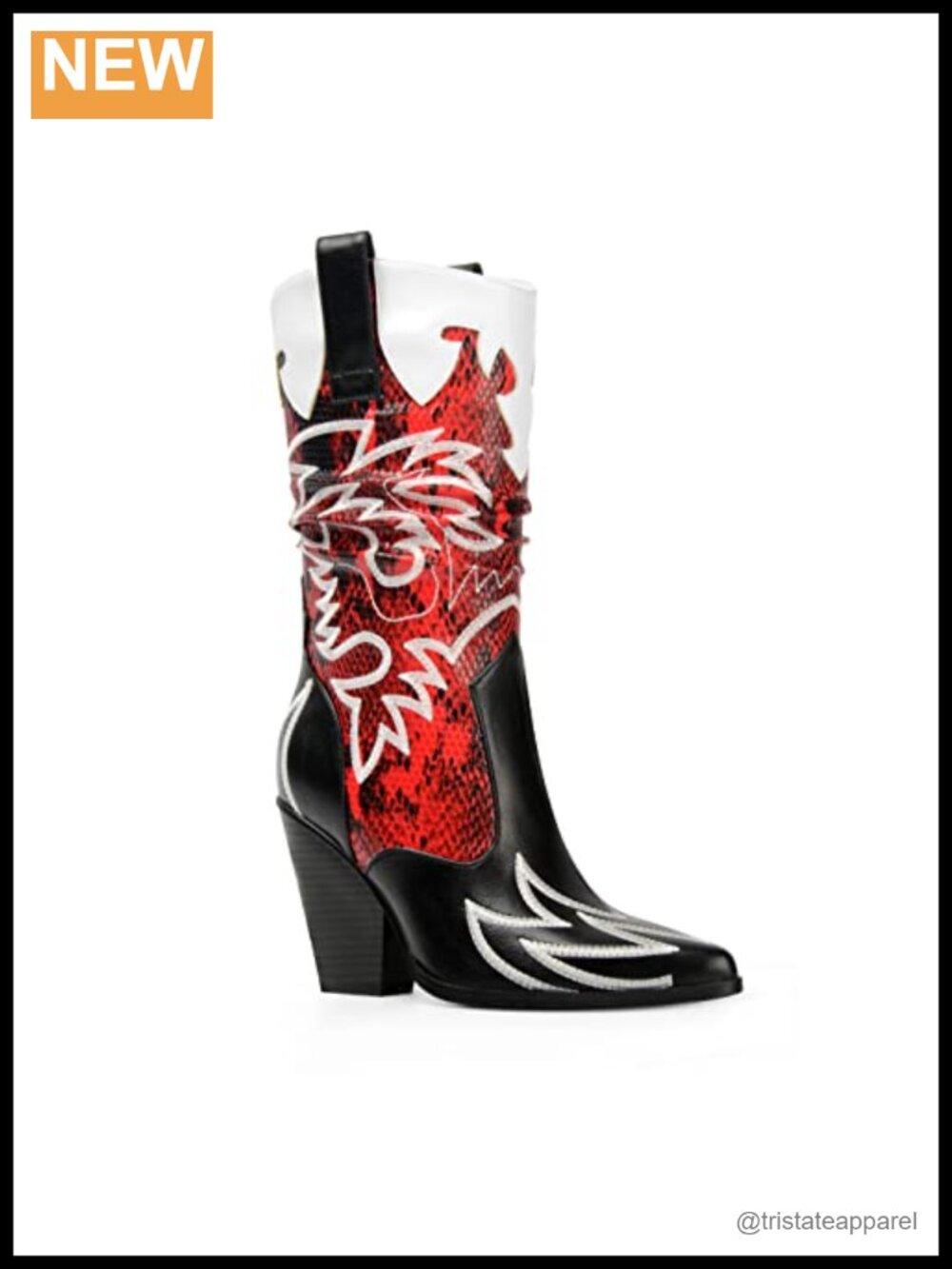 ANN CREEK Women's Cowboy Boots Faux Leather Mid Calf Western Boots Embroidered